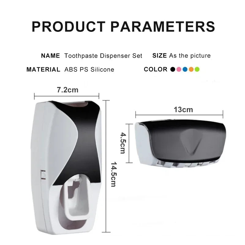 Dispensador automático de pasta de dente montado na parede, acessórios de banheiro, conjunto de suporte, rack de armazenamento, à prova de poeira, espremedor de escova de dentes