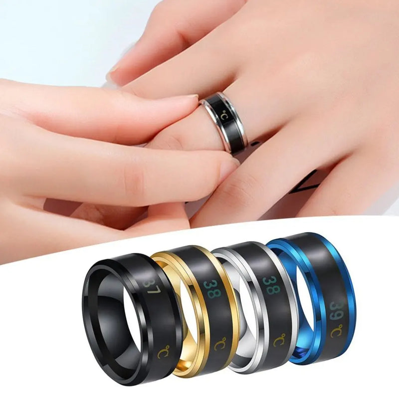 New Intelligent Sensor Temperature Letter Ring 2023 New fashion display real-time temperature test Men's Women Rings Gifts