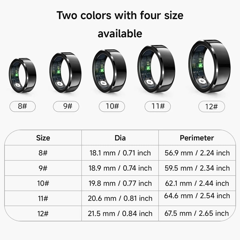 Smart Ring R6 IP68 - Modelo 2024 - à prova d'água Detecção de saúde Frequência cardíaca Monitor de sono Rastreador esportivo Bateria grande para homens Mulheres